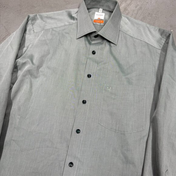 Olymp Luxor Modern Fit Dress Shirt Twill Grey 41 16 Large - Picture 2 of 8